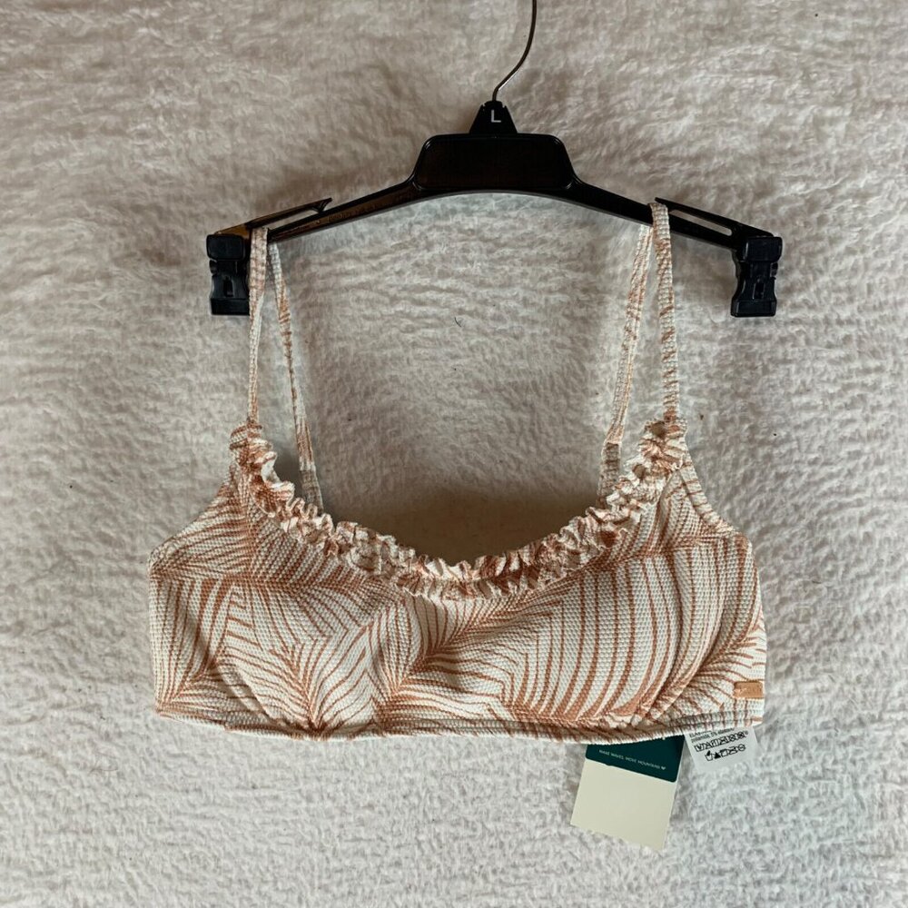 Roxy Juniors Printed Scoop Neck Underwired Bralette Bikini Swim Top Size S NWT